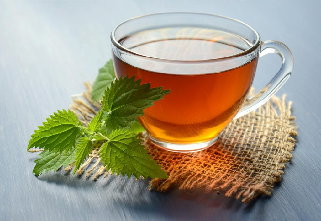peppermint tea on teacup