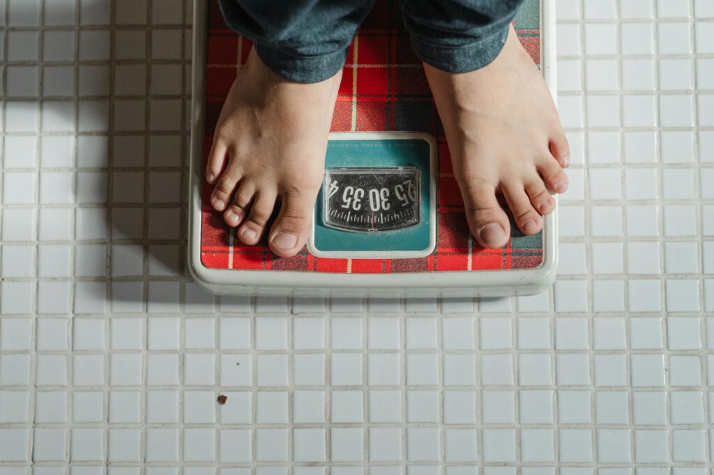 weighing on scale