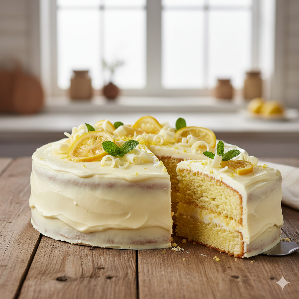 Limonlu ve Beyaz Çikolatalı Pasta