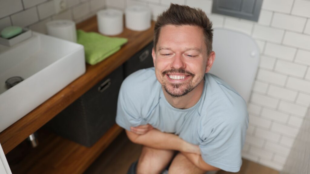 Regular bowel movement in toilet